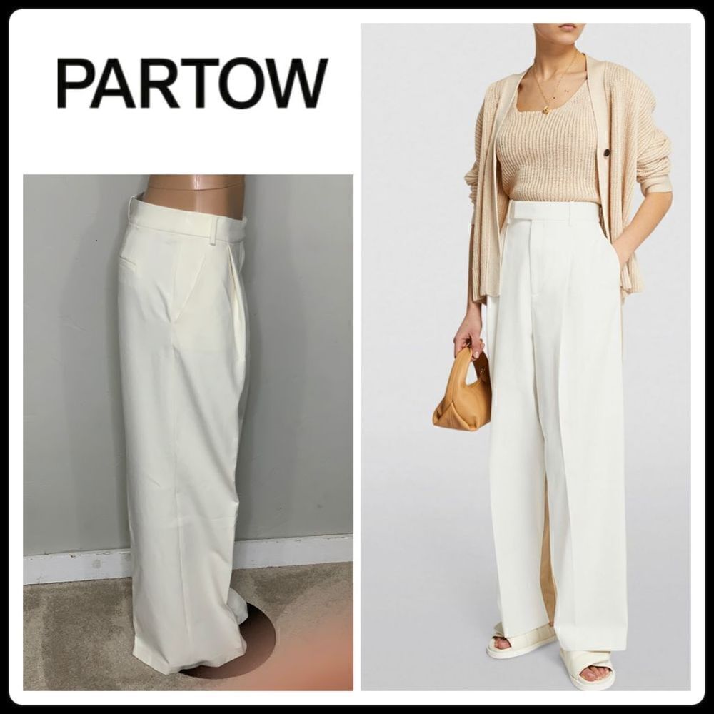 New. PARTOW ivory wide leg high rise trouser. Normally $1,497